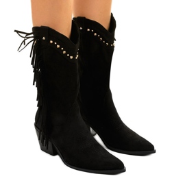 Cizme boho din piele de antilopă neagră de la Loneflare negru Cizme boho din piele de antilopă neagră de la Loneflare negru