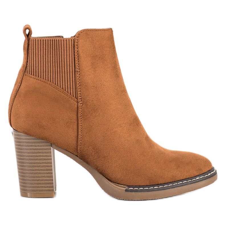 Super Mode Cizme de cămilă pe un post maro galben Super Mode Cizme de cămilă pe un post maro galben