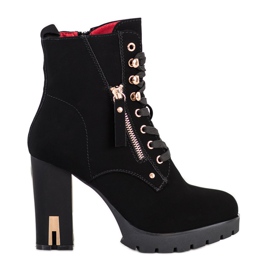 Super Mode Cizme la modă cu toc înalt negru Super Mode Cizme la modă cu toc înalt negru