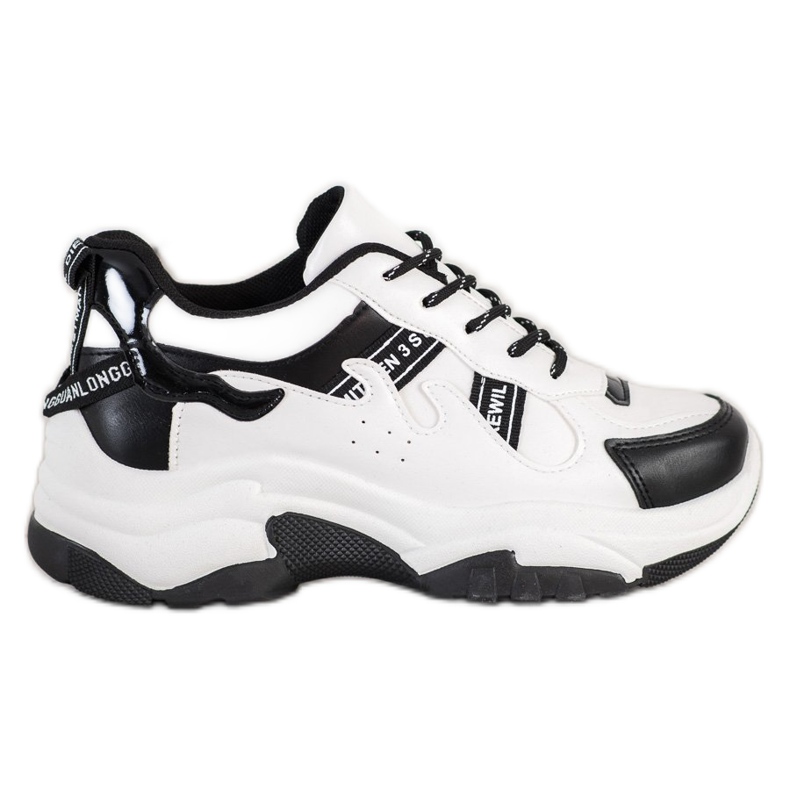 SHELOVET Adidași confortabili din piele ecologică alb negru