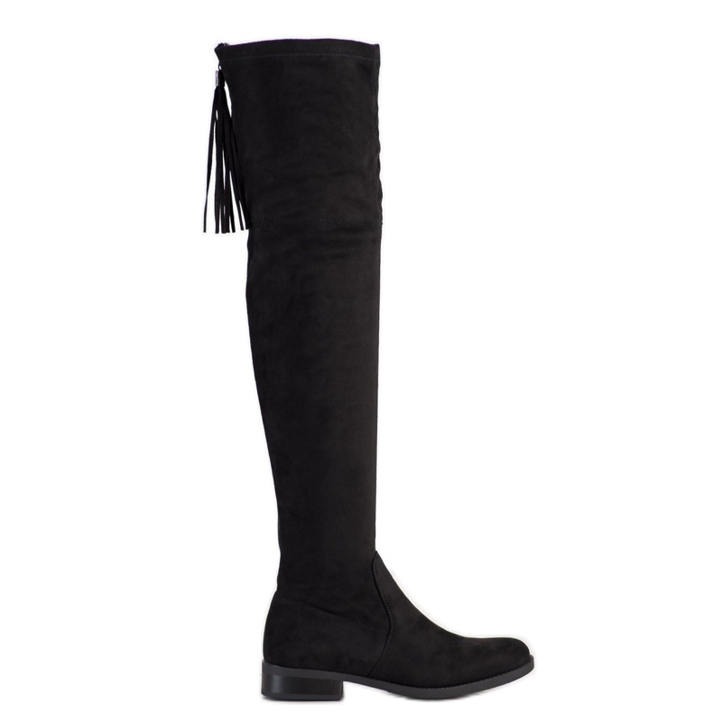 Forever Folie Cizme înalte pentru coapse cu franjuri negru Forever Folie Cizme înalte pentru coapse cu franjuri negru
