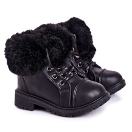 Trappere calde pentru copii cu blană neagră Nella negru