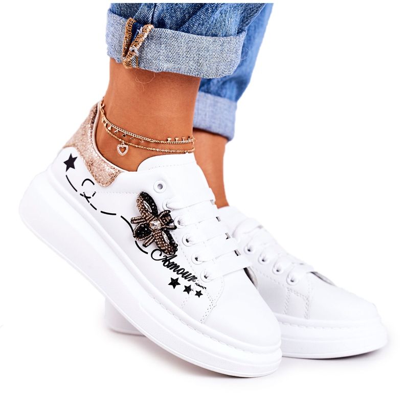 Încălțăminte sport pentru femei Adidași cu Amour alb auriu