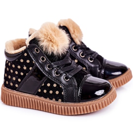 Linshi Cizme încălțăminte încălțăminte pentru copii În buline negre Anastasia negru