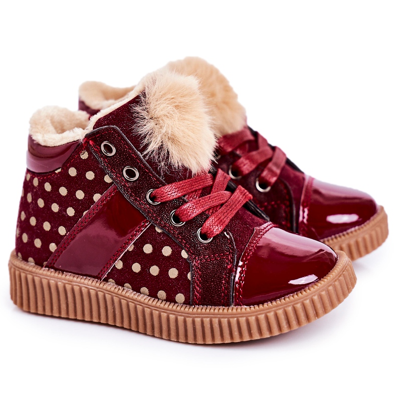 PL1 Cizme calde pentru copii Adidași în buline roșii Anastasia roșu