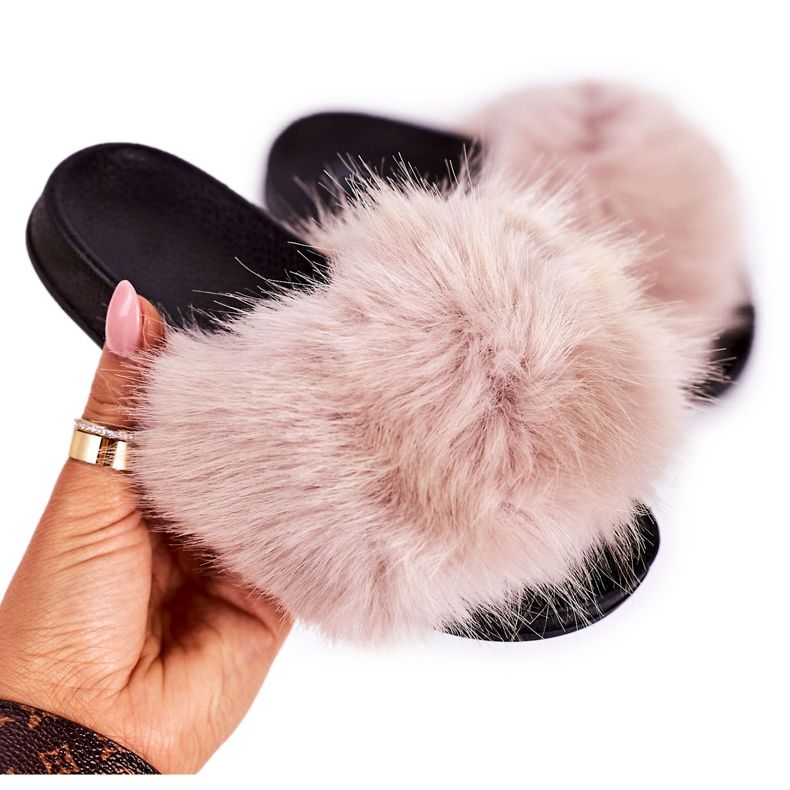 PS1 Papuci pentru copii din blana fashionista bej PS1 Papuci pentru copii din blana fashionista bej