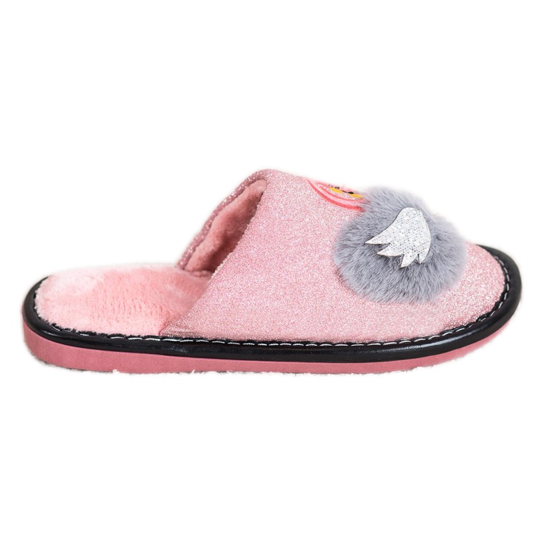 Bona Papuci eleganți cu aplicație roz