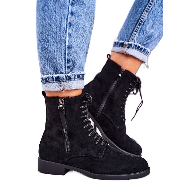 PJ1 Cizme clasice de piele de căprioară pentru femei, negru, simplitate PJ1 Cizme clasice de piele de căprioară pentru femei, negru, simplitate