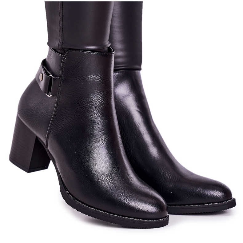 PJ1 Cizme calde pentru femei clasice pe toc negru de neoprit