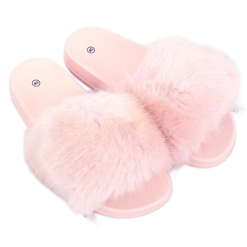 Papuci cu blană roz deschis CK107P L.PINK Papuci cu blană roz deschis CK107P L.PINK