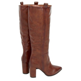 Cizme pe călcâi stabil camel RB49P Camel maro multicolor