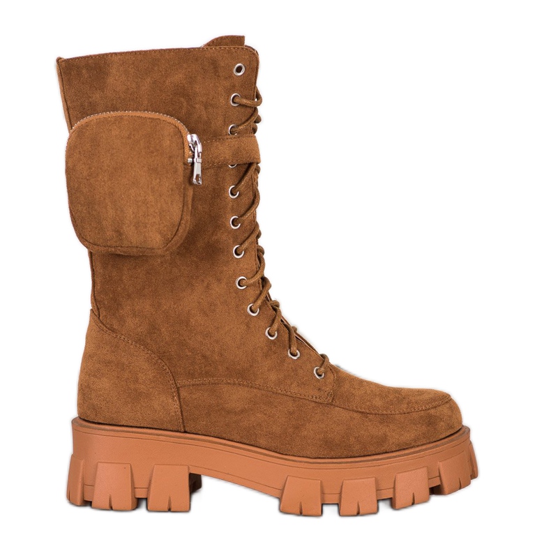 Seastar Cizme din piele de căprioară cu buzunar maro galben