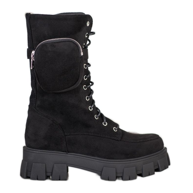 Seastar Cizme din piele de căprioară cu buzunar negru