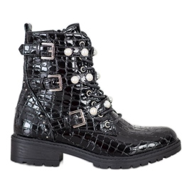 Super Me Imprimare șarpe muncitori lăcuite negru Super Me Imprimare șarpe muncitori lăcuite negru