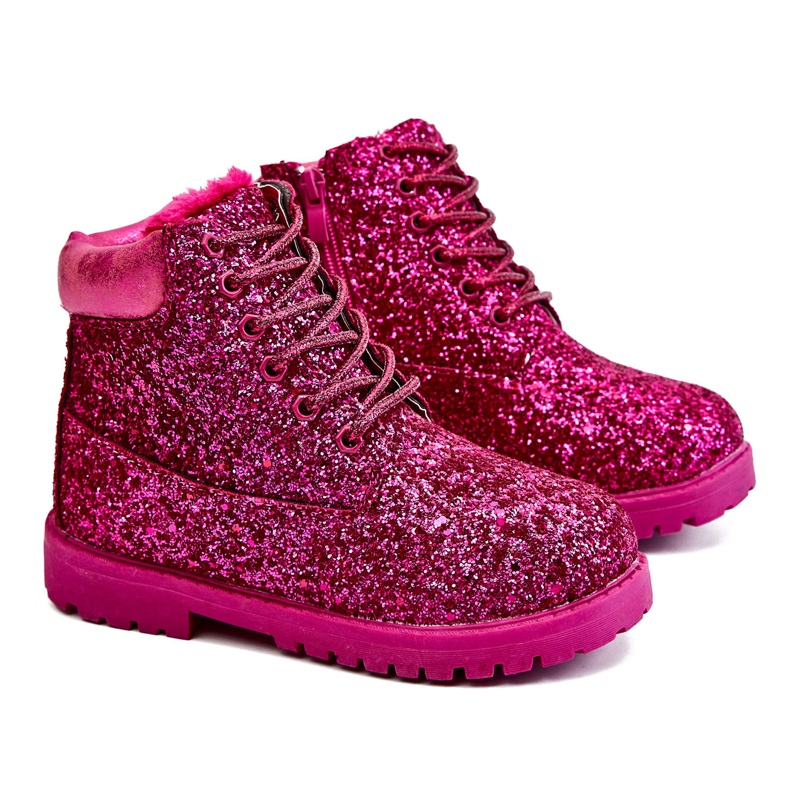 BM Cizme calde din brocart pentru copii Trappers Fucsia Mermaid roz roz