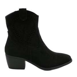 Cizme de cowboy din piele de căprioară negre cu fermoar Allocation negru Cizme de cowboy din piele de căprioară negre cu fermoar Allocation negru