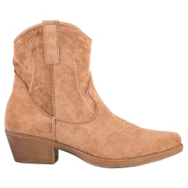 Ideal Shoes Cizme de cowboy cu piele de căprioară bej Ideal Shoes Cizme de cowboy cu piele de căprioară bej