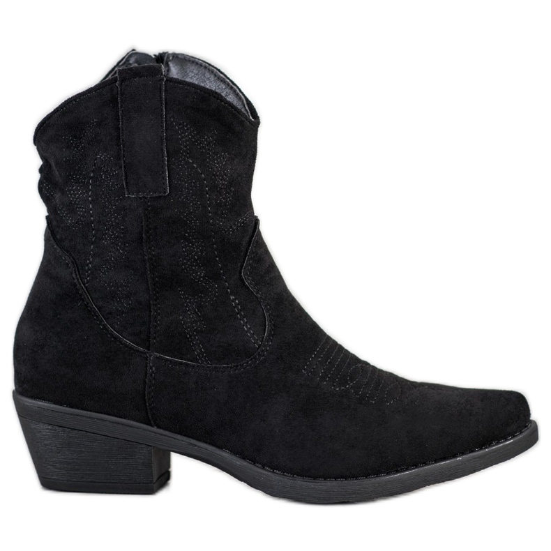 Ideal Shoes Cizme de cowboy cu piele de căprioară negru