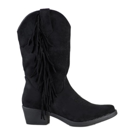Diamantique Cizme de cowboy cu franjuri negru Diamantique Cizme de cowboy cu franjuri negru