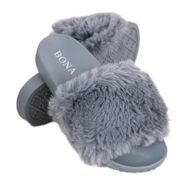 Bona Papuci de moda cu blana gri