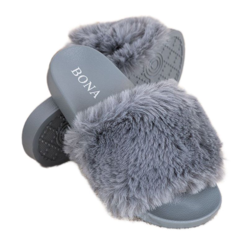 Bona Flip-flops la modă cu blană gri