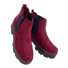 Cizme Chelsea cu talpă înaltă 8B987 Vin roșu multicolor Cizme Chelsea cu talpă înaltă 8B987 Vin roșu multicolor