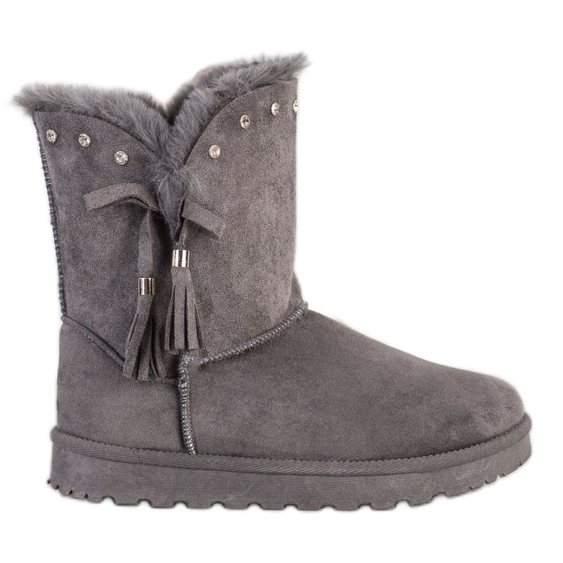 SHELOVET Mukluki gri cu zirconiu cubic