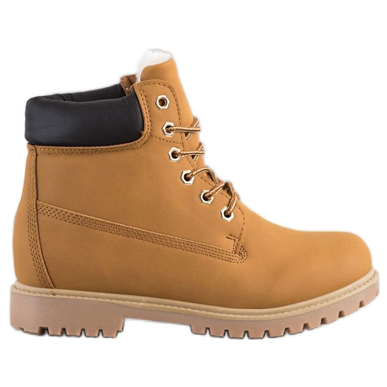 SHELOVET Cizme calde de drumeție cu piele ecologică maro