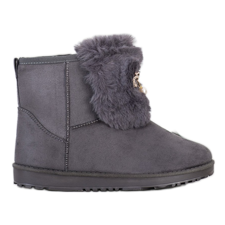 Queentina Mukluki cald cu ornament gri