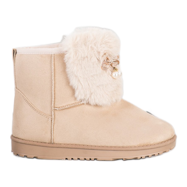 Queentina Mukluki cald cu ornament bej