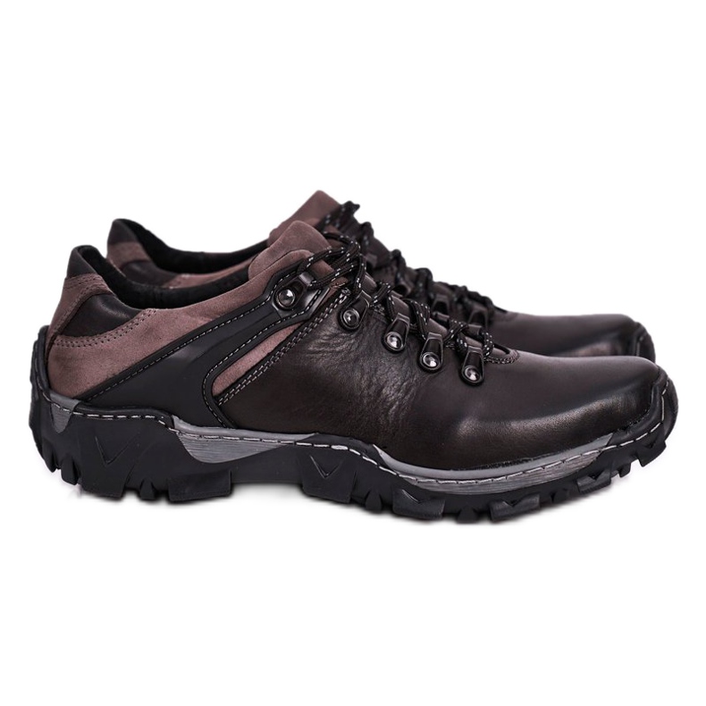 Bednarek Polish Shoes Încălțăminte de trekking din piele pentru bărbați Bednarek Black negru