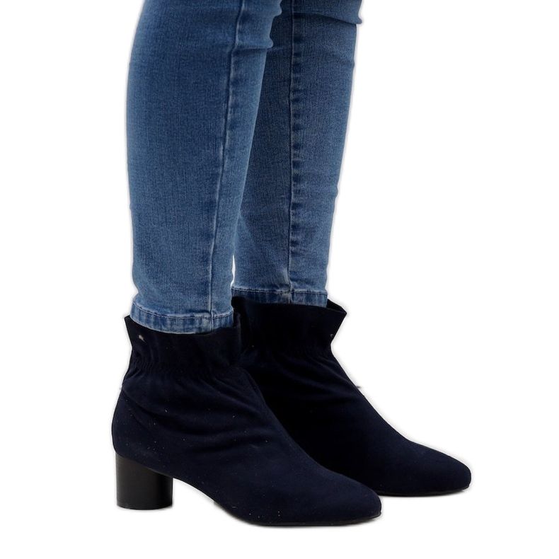 Cizme din piele de căprioară bleumarin pe stâlpul JM5512M albastru marin