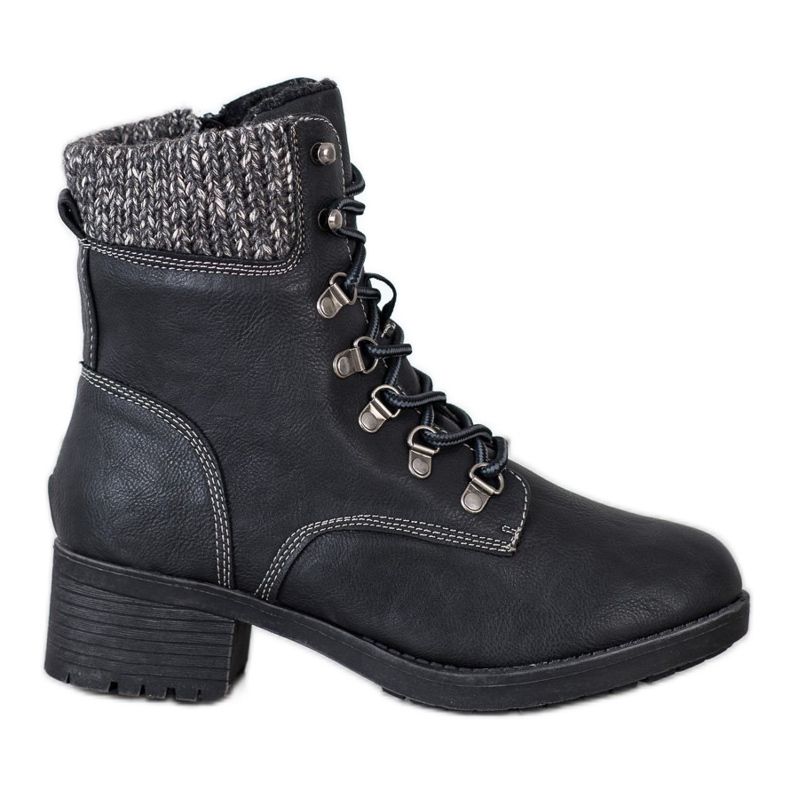 Queentina Cizme calde pe stâlp negru gri Queentina Cizme calde pe stâlp negru gri