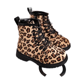 FRROCK Ghete pentru copii cu model leopard Dafne bej maro negru FRROCK Ghete pentru copii cu model leopard Dafne bej maro negru