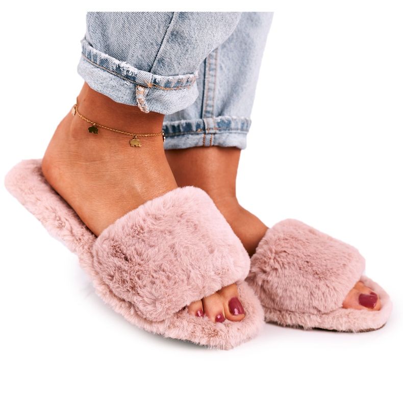 FJ1 Papuci pentru femei Blana cu pulbere Zile reci bej