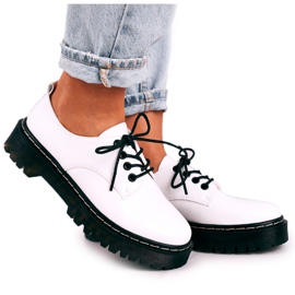 S.Barski Încălțăminte clasică Oxfords pentru femei de pe platforma S. Barski HX62 Platform White alb negru