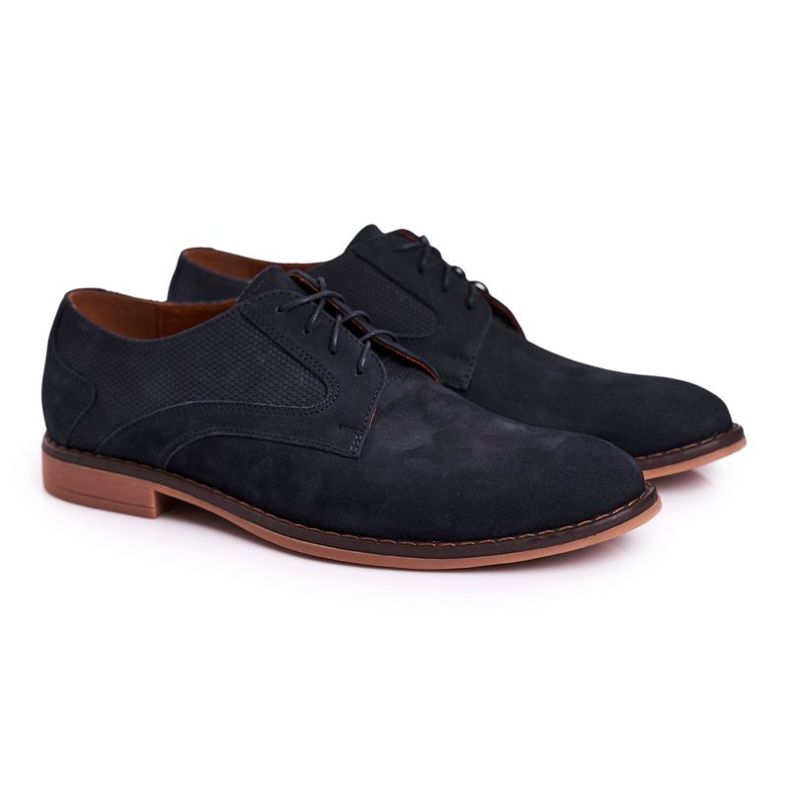 Bednarek Polish Shoes Mocasini din piele pentru bărbați Nubuck Bednarek Blue Navy albastru