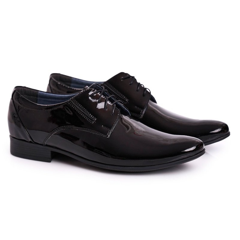 Bednarek Polish Shoes Papuci bărbați Bednarek din piele lacată neagră negru