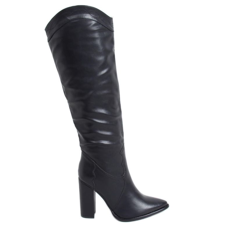 Cizme cu accent de cowboy negru RB81P Negru