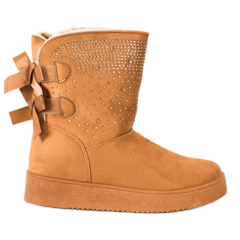 Small Swan Mukluki Cu Cristale maro Small Swan Mukluki Cu Cristale maro