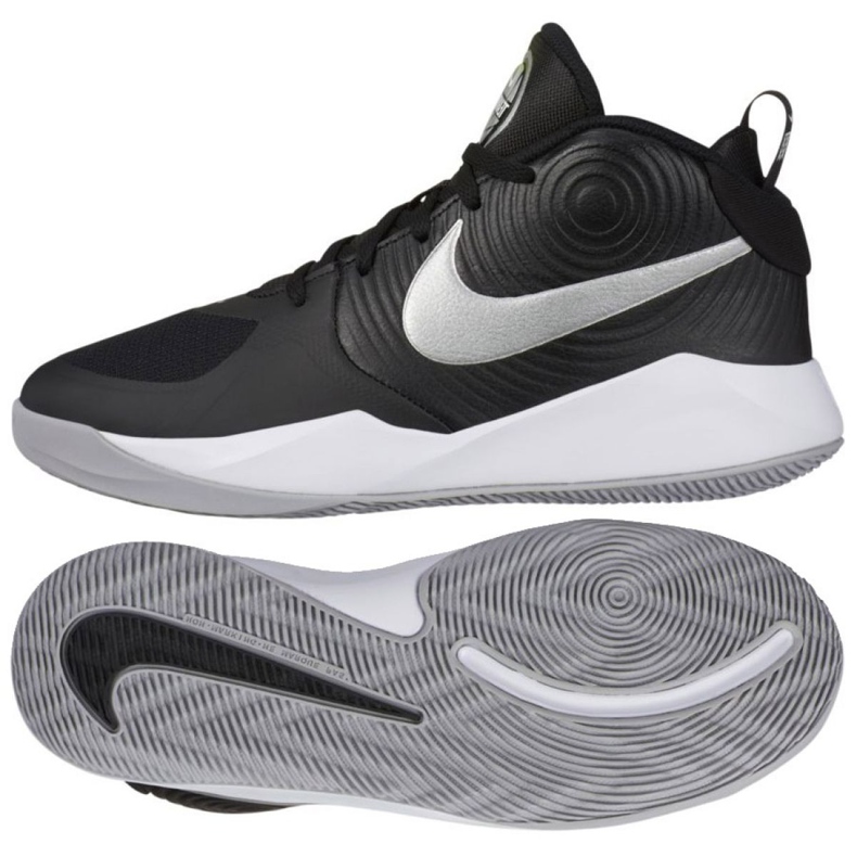 Pantof de baschet Nike Team Hustle D 9 (GS) Jr AQ4224 001 alb, alb, negru negru