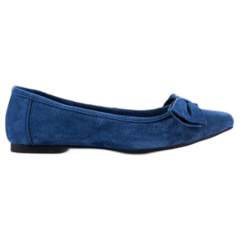 Filippo Balerină din piele cu arc albastru Filippo Balerină din piele cu arc albastru