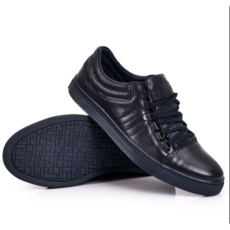 Bednarek Polish Shoes Încălțăminte din piele pentru bărbați Adidași Bednarek Blue Navy albastru
