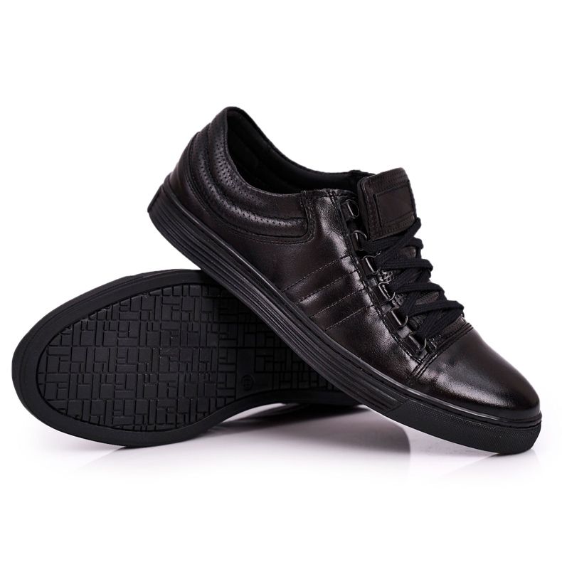 Bednarek Polish Shoes Adidași pentru bărbați din piele pentru bărbați Bednarek Black negru