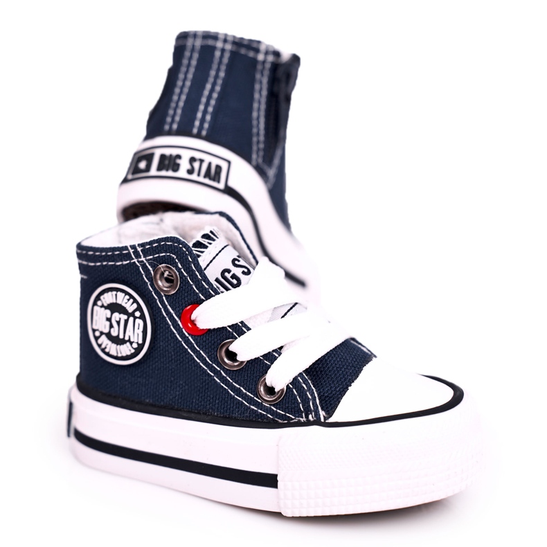 Adidași înalți pentru copii Cu fermoar Big Star HH374189 Blue Navy albastru albastru