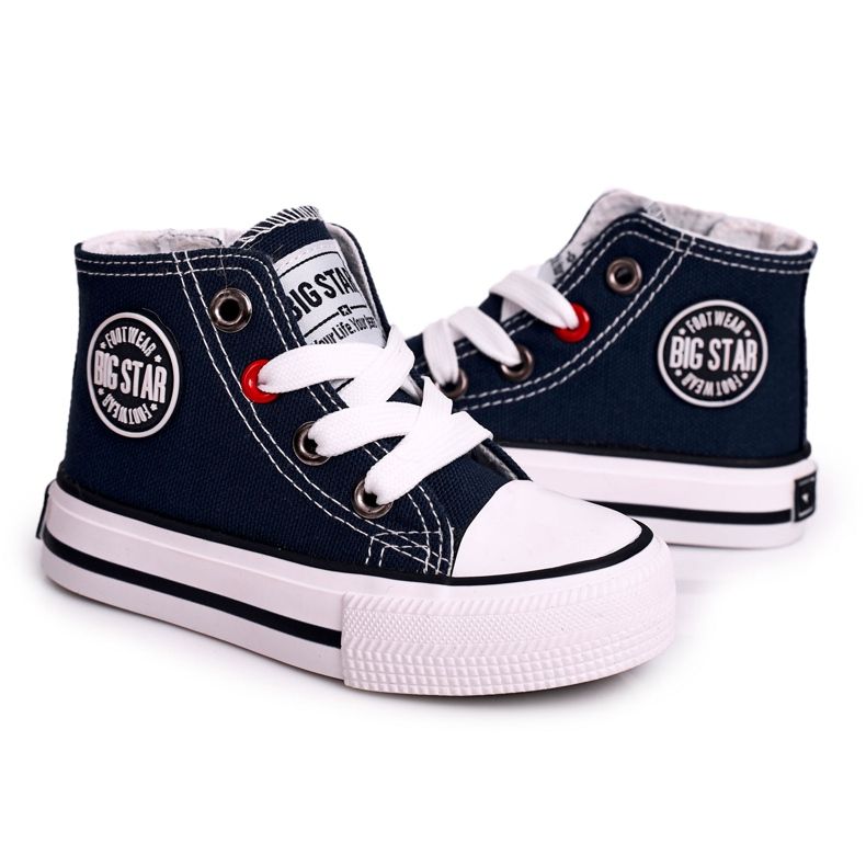 Adidași înalți pentru copii Cu fermoar Big Star HH374085 Blue Navy albastru negru