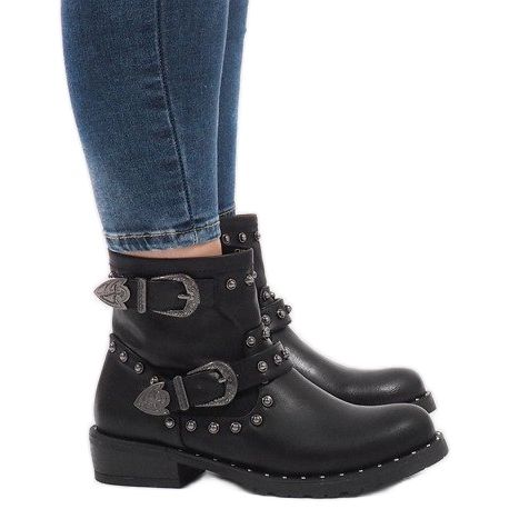 Cizme negre cu cleme și paiete A8018 negru