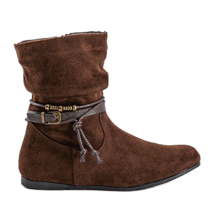 Cizme dama din piele intoarsa maro DH28