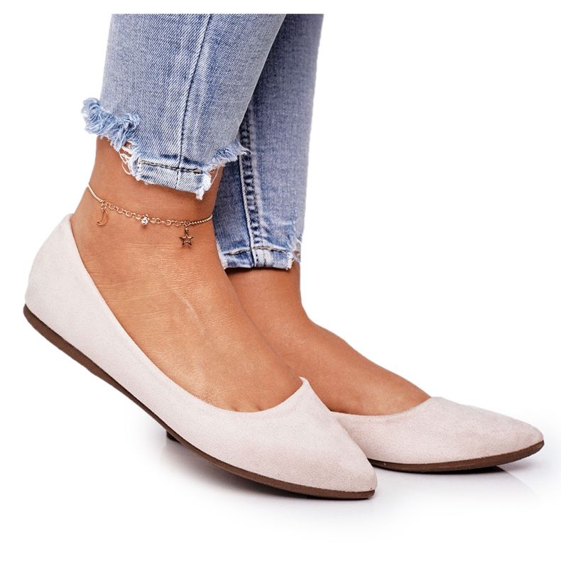 PS1 Balerină delicată în piele de piele spitz bej dermeno