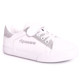 Apawwa Adidași copii cu brocart alb și argintiu Camila